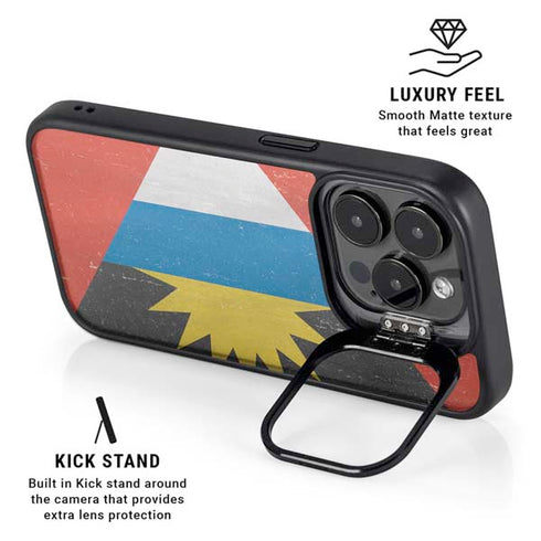 Antigua and Barbuda Flag Distressed iPhone 14 Pro Max Kickstand Case